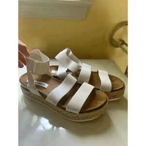 Steve Madden Women's Kimmie Espadrille Wedge Sandals White Size 7